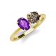 3 - Tanya Oval Shape Amethyst & Cushion Shape Smoky Quartz 2 Stone Duo Ring 