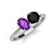 3 - Tanya Oval Shape Amethyst & Cushion Shape Black Onyx 2 Stone Duo Ring 