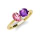 3 - Tanya Oval Shape Pink Tourmaline & Cushion Shape Amethyst 2 Stone Duo Ring 