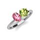 3 - Tanya Oval Shape Pink Tourmaline & Cushion Shape Peridot 2 Stone Duo Ring 