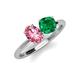 3 - Tanya Oval Shape Pink Tourmaline & Cushion Shape Emerald 2 Stone Duo Ring 