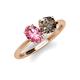 3 - Tanya Oval Shape Pink Tourmaline & Cushion Shape Smoky Quartz 2 Stone Duo Ring 