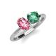 3 - Tanya Oval Shape Pink Tourmaline & Cushion Shape Lab Created Alexandrite 2 Stone Duo Ring 