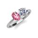 3 - Tanya Oval Shape Pink Tourmaline & Cushion Shape Forever Brilliant Moissanite 2 Stone Duo Ring 