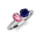 3 - Tanya Oval Shape Pink Tourmaline & Cushion Shape Blue Sapphire 2 Stone Duo Ring 