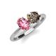 3 - Tanya Oval Shape Pink Tourmaline & Cushion Shape Smoky Quartz 2 Stone Duo Ring 