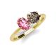 3 - Tanya Oval Shape Pink Tourmaline & Cushion Shape Smoky Quartz 2 Stone Duo Ring 