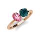 3 - Tanya Oval Shape Pink Tourmaline & Cushion Shape London Blue Topaz 2 Stone Duo Ring 