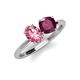 3 - Tanya Oval Shape Pink Tourmaline & Cushion Shape Rhodolite Garnet 2 Stone Duo Ring 