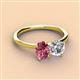 2 - Tanya Oval Shape Pink Tourmaline & Cushion Shape IGI Certified Lab Grown Diamond 2 Stone Duo Ring 