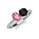 3 - Tanya Oval Shape Pink Tourmaline & Cushion Shape Black Onyx 2 Stone Duo Ring 