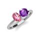 3 - Tanya Oval Shape Pink Tourmaline & Cushion Shape Amethyst 2 Stone Duo Ring 