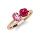 3 - Tanya Oval Shape Pink Tourmaline & Cushion Shape Ruby 2 Stone Duo Ring 