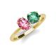 3 - Tanya Oval Shape Pink Tourmaline & Cushion Shape Lab Created Alexandrite 2 Stone Duo Ring 