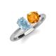 3 - Tanya Oval Shape Aquamarine & Cushion Shape Citrine 2 Stone Duo Ring 