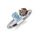 3 - Tanya Oval Shape Aquamarine & Cushion Shape Smoky Quartz 2 Stone Duo Ring 