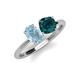 3 - Tanya Oval Shape Aquamarine & Cushion Shape London Blue Topaz 2 Stone Duo Ring 