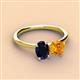 3 - Tanya Oval Shape Blue Sapphire & Cushion Shape Citrine 2 Stone Duo Ring 