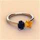 3 - Tanya Oval Shape Blue Sapphire & Cushion Shape Citrine 2 Stone Duo Ring 