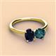 3 - Tanya Oval Shape Blue Sapphire & Cushion Shape London Blue Topaz 2 Stone Duo Ring 