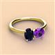 3 - Tanya Oval Shape Blue Sapphire & Cushion Shape Amethyst 2 Stone Duo Ring 