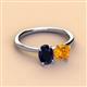 2 - Tanya Oval Shape Blue Sapphire & Cushion Shape Citrine 2 Stone Duo Ring 