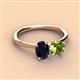 3 - Tanya Oval Shape Blue Sapphire & Cushion Shape Peridot 2 Stone Duo Ring 