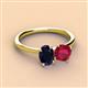 3 - Tanya Oval Shape Blue Sapphire & Cushion Shape Ruby 2 Stone Duo Ring 