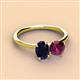 3 - Tanya Oval Shape Blue Sapphire & Cushion Shape Rhodolite Garnet 2 Stone Duo Ring 