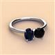 3 - Tanya Oval Shape Blue Sapphire & Cushion Shape Black Onyx 2 Stone Duo Ring 