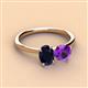 3 - Tanya Oval Shape Blue Sapphire & Cushion Shape Amethyst 2 Stone Duo Ring 