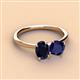3 - Tanya Oval & Cushion Shape Blue Sapphire 2 Stone Duo Ring 