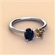 2 - Tanya Oval Shape Blue Sapphire & Cushion Shape Smoky Quartz 2 Stone Duo Ring 