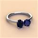 3 - Tanya Oval & Cushion Shape Blue Sapphire 2 Stone Duo Ring 