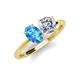 3 - Tanya Oval Shape Blue Topaz & Cushion Shape GIA Certified Diamond 2 Stone Duo Ring 
