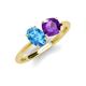 3 - Tanya Oval Shape Blue Topaz & Cushion Shape Amethyst 2 Stone Duo Ring 