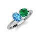 3 - Tanya Oval Shape Blue Topaz & Cushion Shape Emerald 2 Stone Duo Ring 