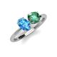 3 - Tanya Oval Shape Blue Topaz & Cushion Shape Lab Created Alexandrite 2 Stone Duo Ring 