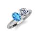 3 - Tanya Oval Shape Blue Topaz & Cushion Shape Forever One Moissanite 2 Stone Duo Ring 