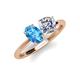 3 - Tanya Oval Shape Blue Topaz & Cushion Shape Forever One Moissanite 2 Stone Duo Ring 