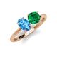 3 - Tanya Oval Shape Blue Topaz & Cushion Shape Emerald 2 Stone Duo Ring 