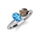 3 - Tanya Oval Shape Blue Topaz & Cushion Shape Smoky Quartz 2 Stone Duo Ring 