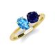 3 - Tanya Oval Shape Blue Topaz & Cushion Shape Blue Sapphire 2 Stone Duo Ring 
