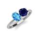 3 - Tanya Oval Shape Blue Topaz & Cushion Shape Blue Sapphire 2 Stone Duo Ring 