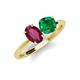 3 - Tanya Oval Shape Rhodolite Garnet & Cushion Shape Emerald 2 Stone Duo Ring 