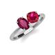 3 - Tanya Oval Shape Rhodolite Garnet & Cushion Shape Ruby 2 Stone Duo Ring 