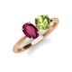 3 - Tanya Oval Shape Rhodolite Garnet & Cushion Shape Peridot 2 Stone Duo Ring 