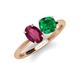 3 - Tanya Oval Shape Rhodolite Garnet & Cushion Shape Emerald 2 Stone Duo Ring 