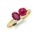 3 - Tanya Oval Shape Rhodolite Garnet & Cushion Shape Ruby 2 Stone Duo Ring 