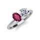 3 - Tanya Oval Shape Rhodolite Garnet & Cushion Shape GIA Certified Diamond 2 Stone Duo Ring 